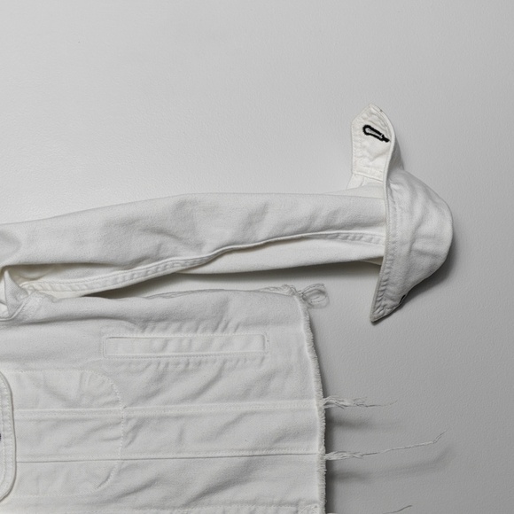 RAG & BONE / JEAN Button Up White Jean Jacket With Gray Hood Size Xsmall - Picture 6 of 16